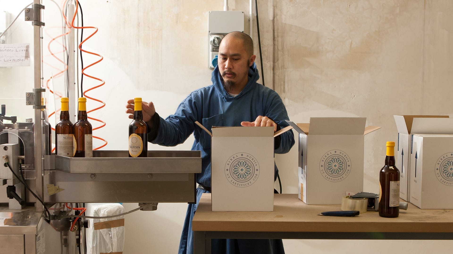 Monk of OSB Norcia making some beer